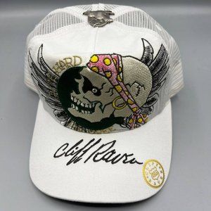 Vintage Cliff Raven Hat White Ed Hardy Japanese tattoo Snap back Trucker Cap 90s